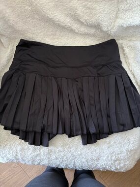 Black Pleated Tennis Skort with Layered Flounce
